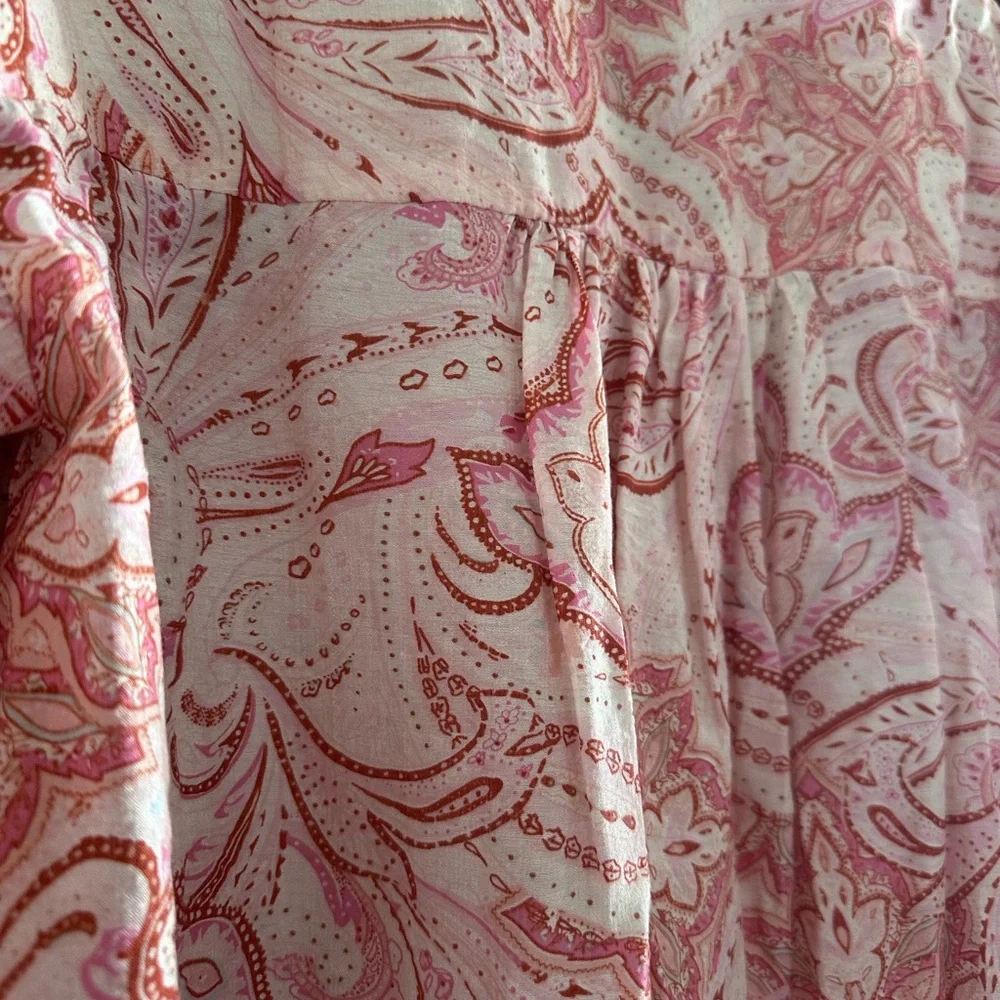FATE Boho Paisley Blouse Women’s S Ruffle Cuff Button Front - Picture 3 of 5